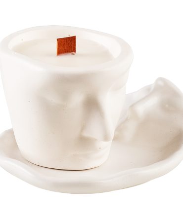 Φυτικό Κερί Σόγιας σε Πορσελάνη σχήμα Πρόσωπο με πιατάκι